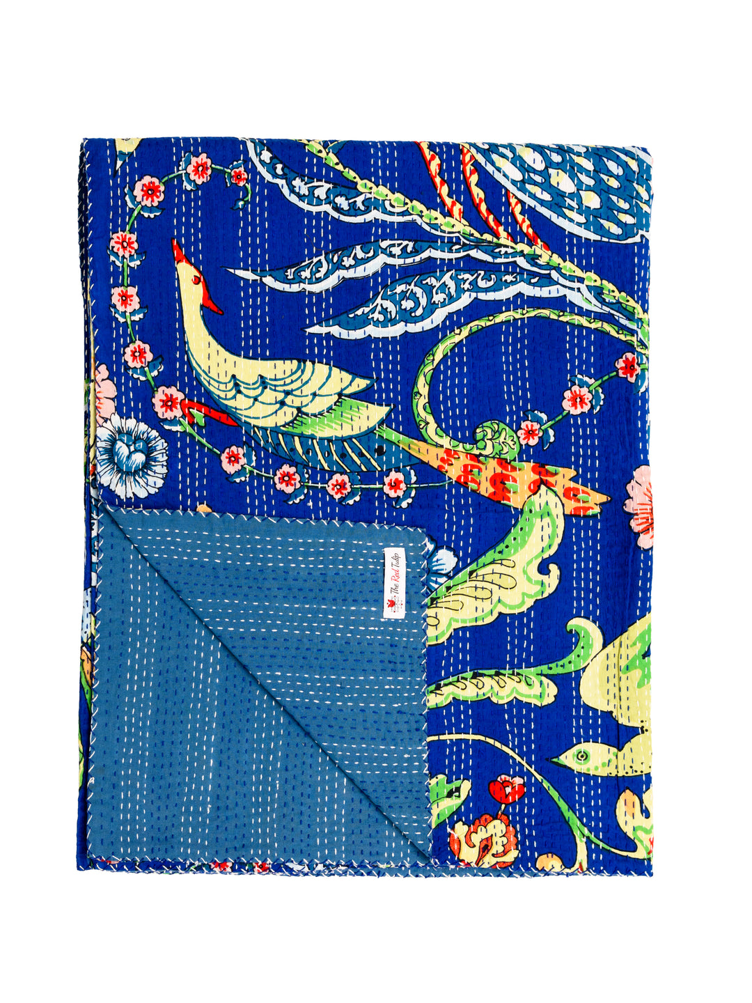 Kantha Throw - Royal Blue Birds - Royal Blue