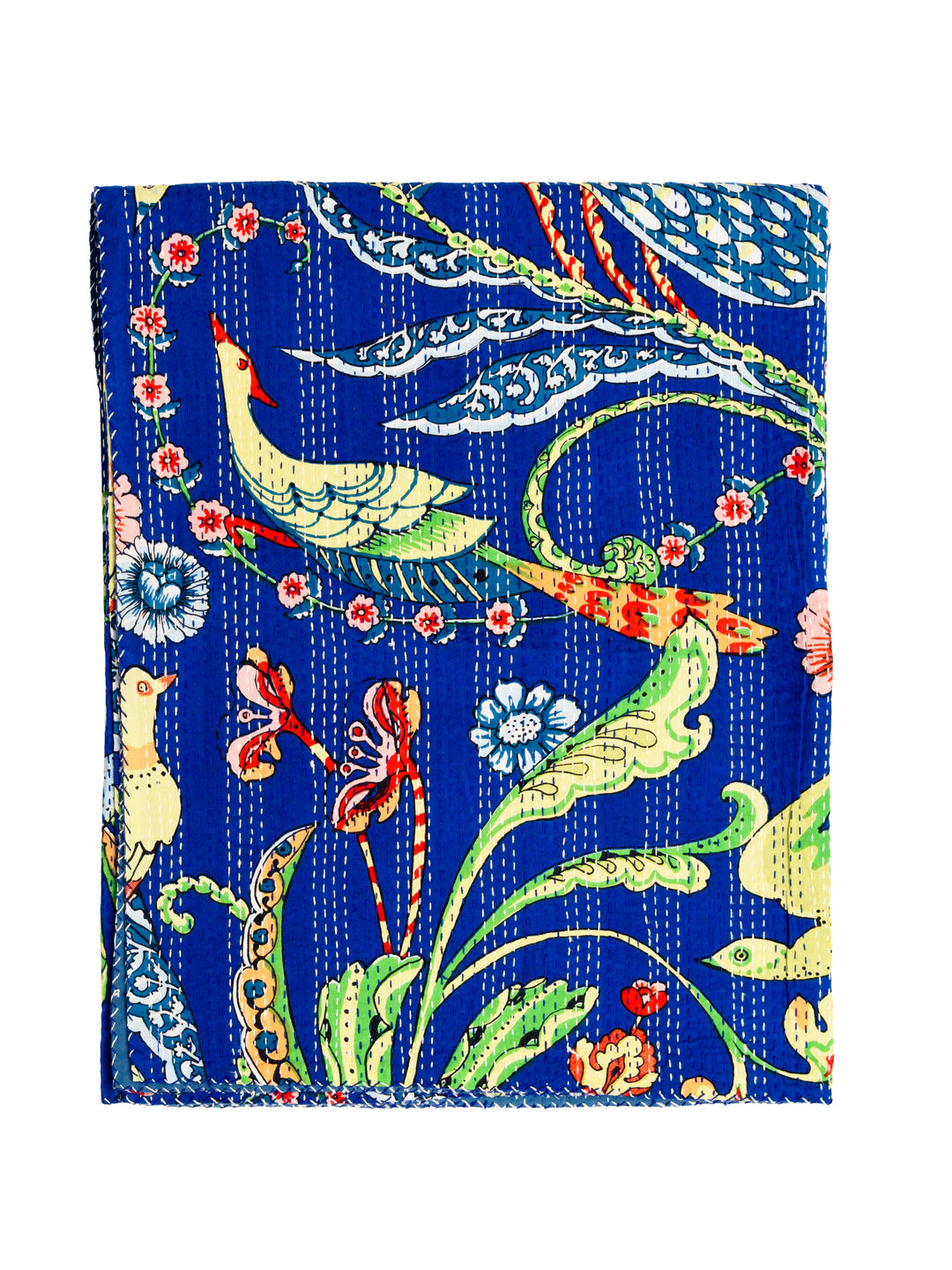 Kantha Throw - Royal Blue Birds - Royal Blue