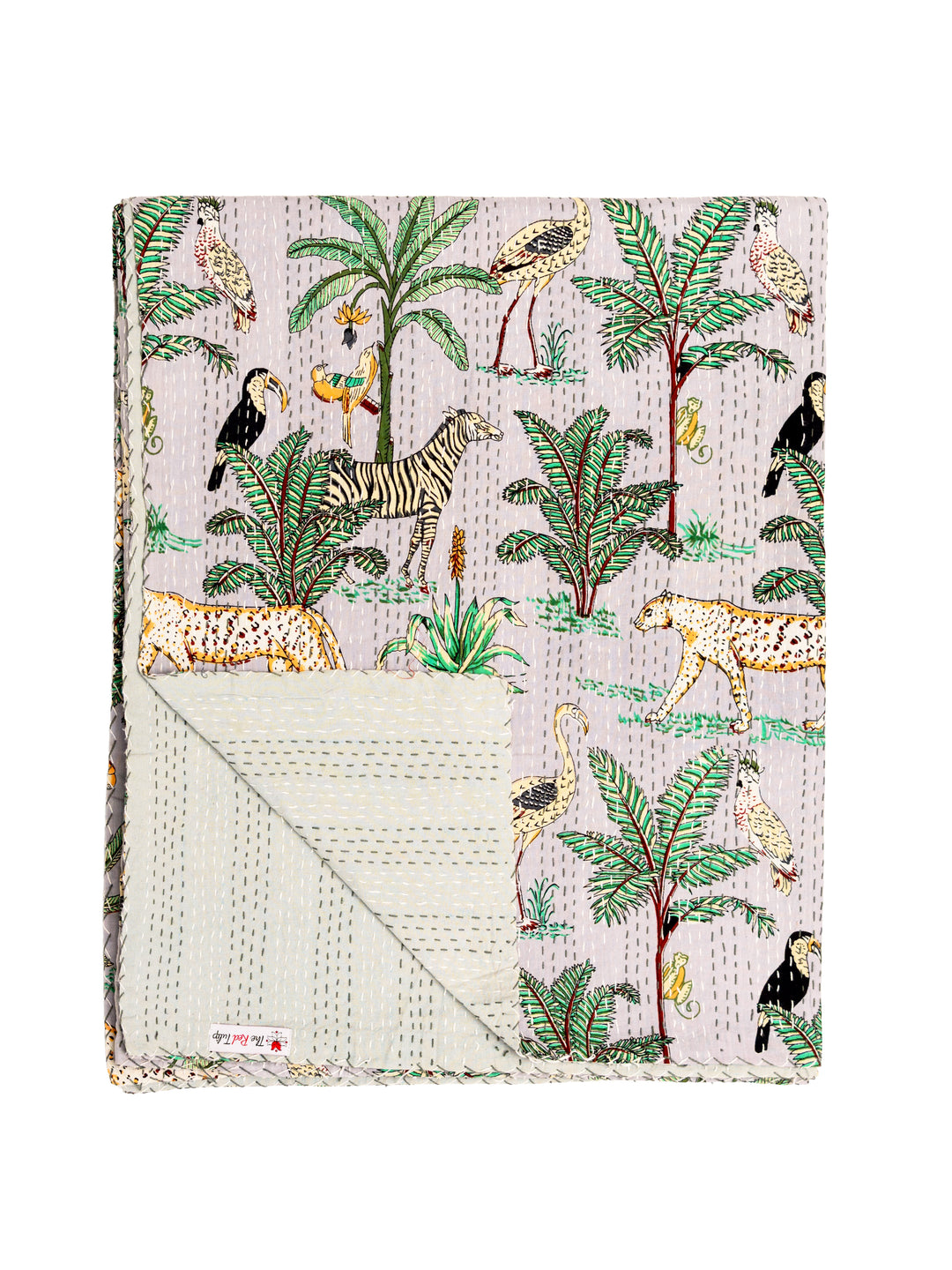 Kantha Throw - Jungle Love - Stone Grey
