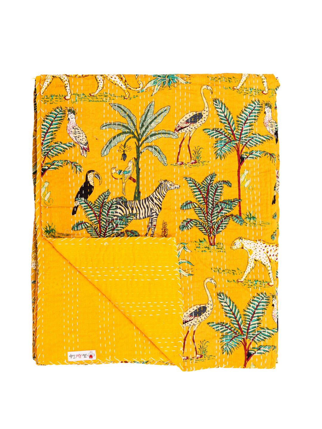 Kantha Throw - Jungle Love - Saffron Gold