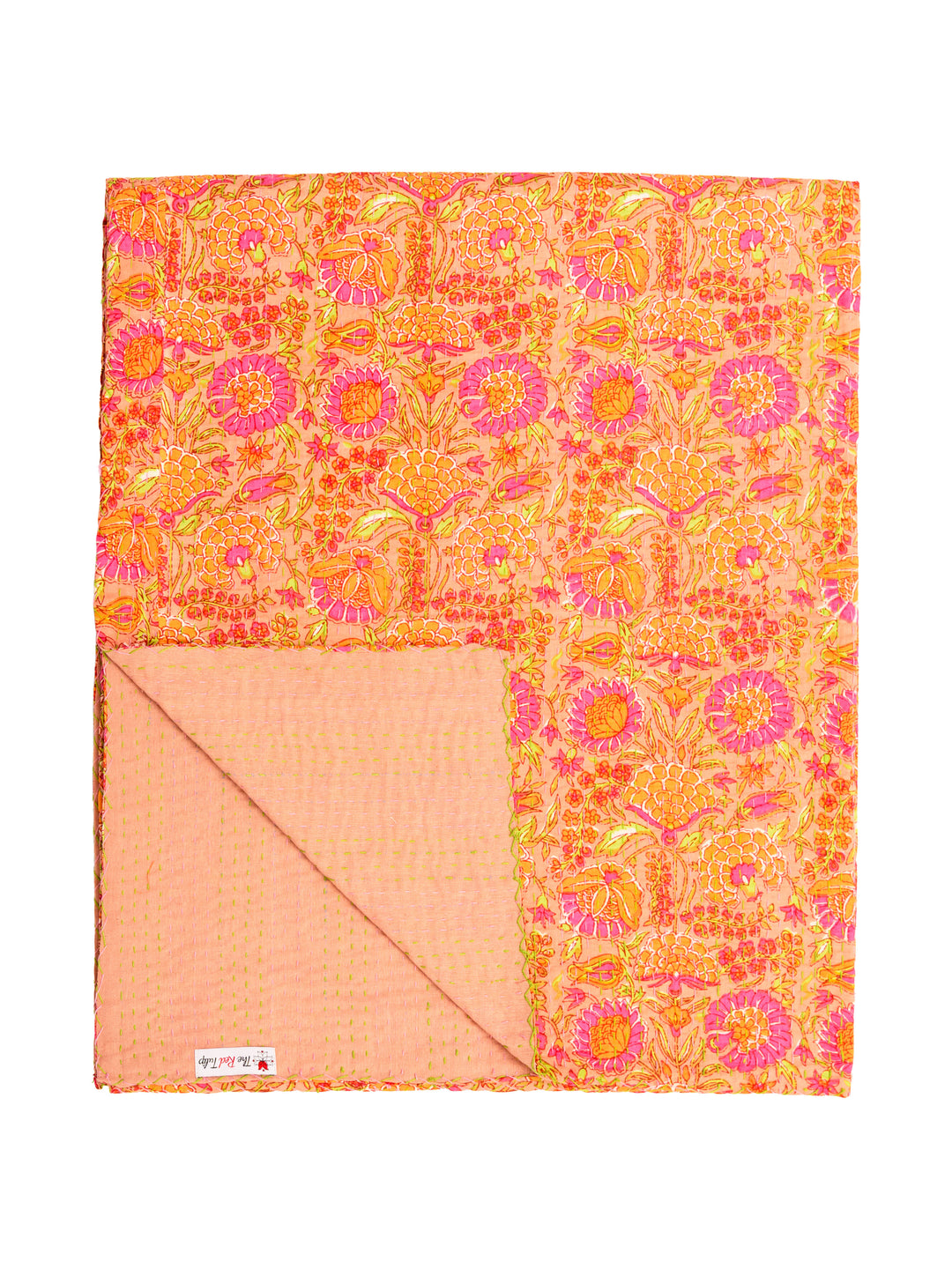 Kantha Throw - Sunset Peach - Orange / Pink