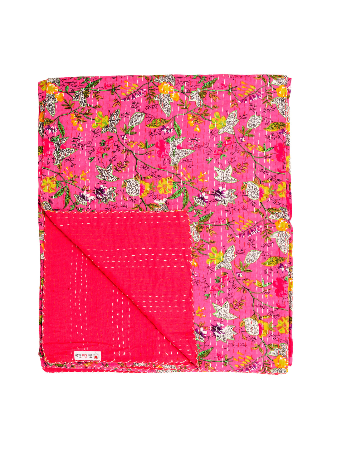 Kantha Throw - Cerise Bloom - Pink