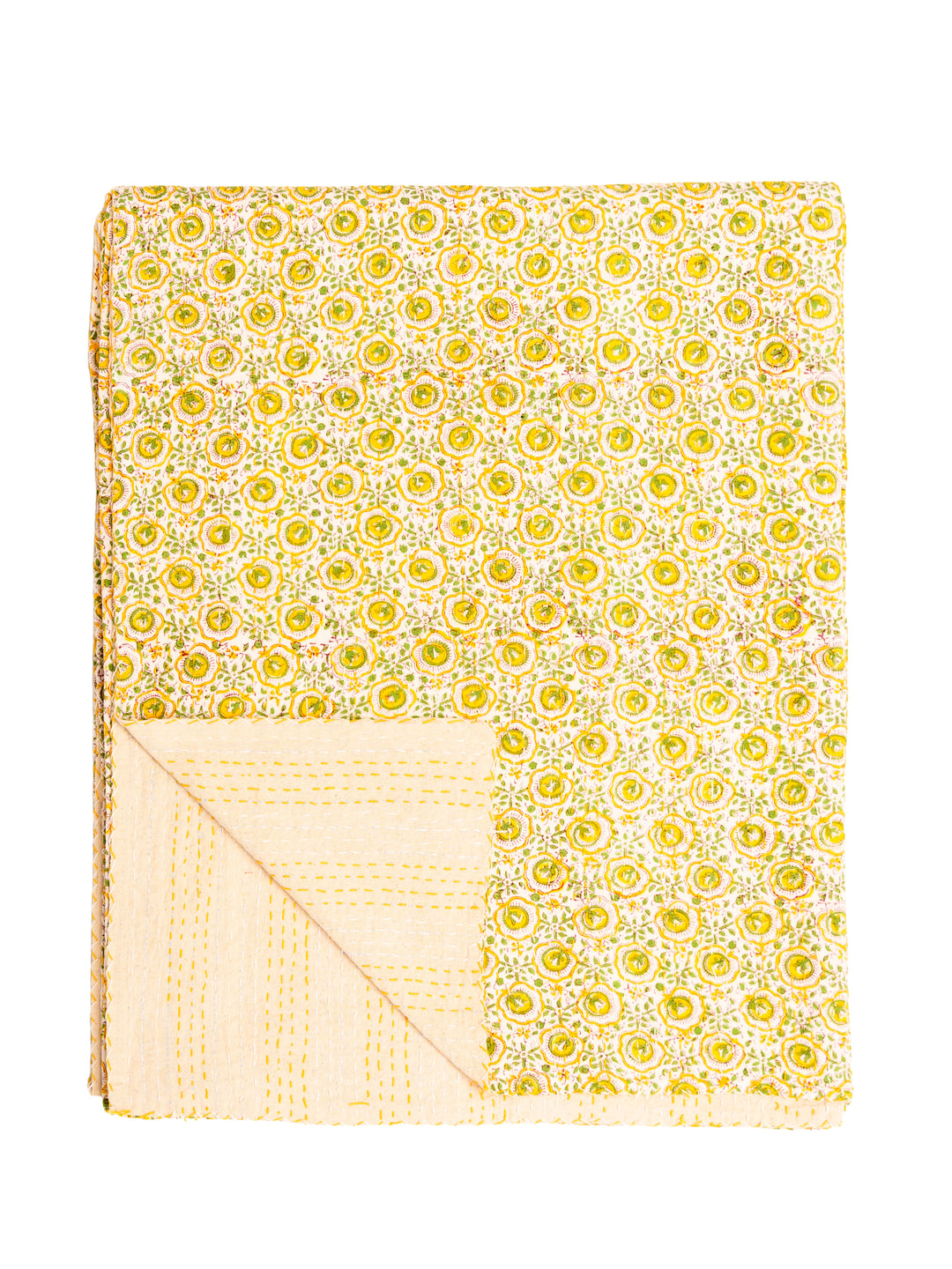 Kantha Throw - Sunflower Mist - Soft Yellows