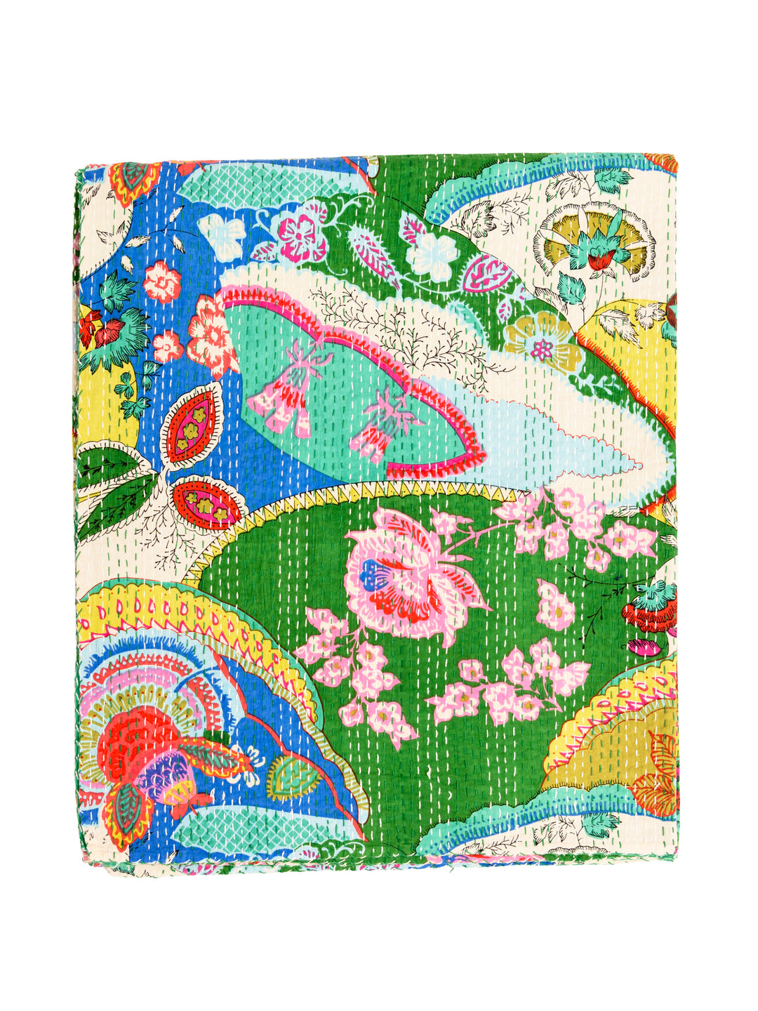 Kantha Throw - Emerald Mosaic - Green