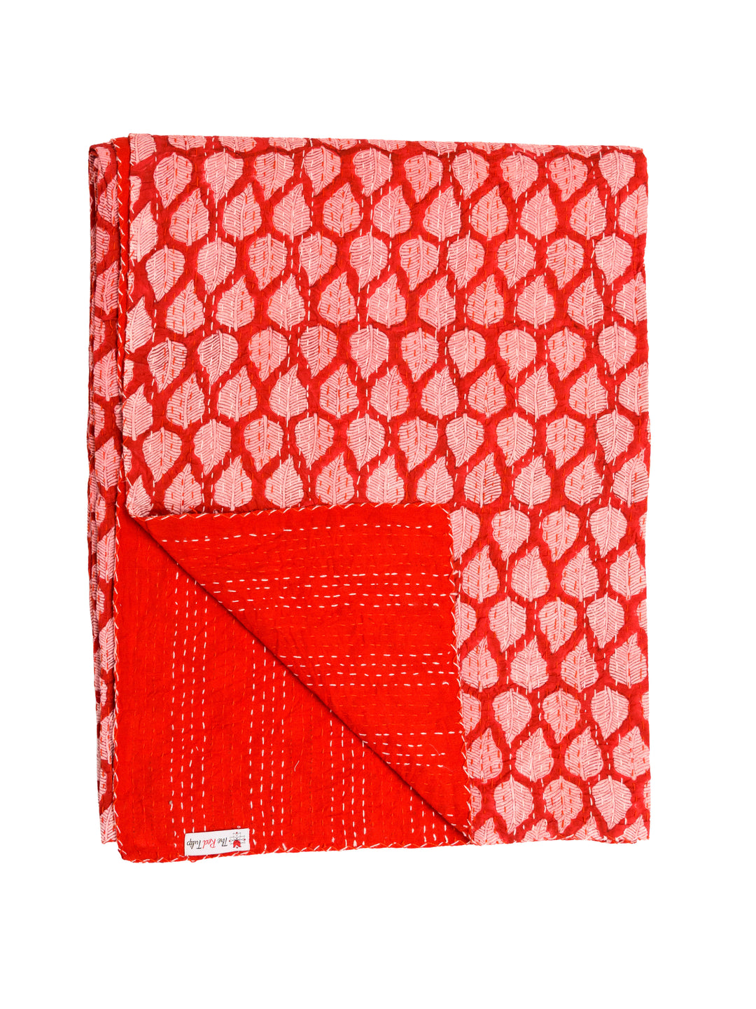 Kantha Throw - Red Autumn Leaves - Red